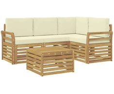 Lauko sofos komplektas 5 pcs Balta ir kreminė 59 x 59 x 37 cm