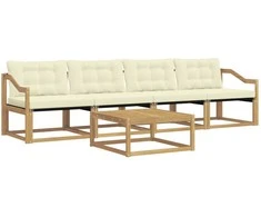 Lauko sofos komplektas 5 pcs Balta ir kreminė 79 x 79 x 37 cm