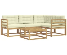 Lauko sofos komplektas 5 pcs Balta ir kreminė 79 x 79 x 37 cm