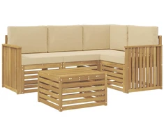 Lauko sofos komplektas 5 pcs Balta ir kreminė 59 x 59 x 37 cm