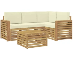 Lauko sofos komplektas 5 pcs Balta ir kreminė 59 x 59 x 37 cm