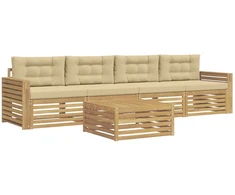 Lauko sofos komplektas 5 vnt. Balta ir kreminė