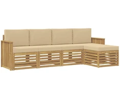 Lauko sofos komplektas 5 pcs Balta ir kreminė