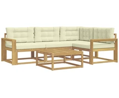 Lauko sofos komplektas 5 pcs Balta ir kreminė 79 x 79 x 37 cm