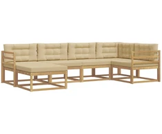 Lauko sofos komplektas 5 pcs Balta ir kreminė Poliesteris