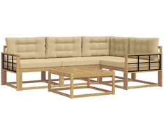Lauko sofos komplektas 5 pcs Balta ir kreminė 79 x 79 x 37 cm
