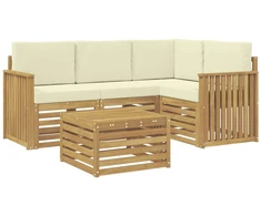 Lauko sofos komplektas 5 pcs Balta ir kreminė 59 x 59 x 37 cm