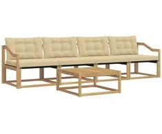 Lauko sofos komplektas 5 pcs Balta ir kreminė 79 x 79 x 37 cm