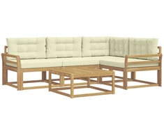 Lauko sofos komplektas 5 pcs Balta ir kreminė 79 x 79 x 37 cm