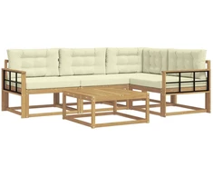 Lauko sofos komplektas 5 pcs Balta ir kreminė 79 x 79 x 37 cm