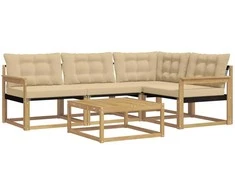 Lauko sofos komplektas 5 pcs Balta ir kreminė 79 x 79 x 37 cm