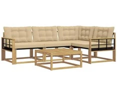 Lauko sofos komplektas 5 pcs Balta ir kreminė 79 x 79 x 37 cm