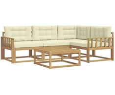 Lauko sofos komplektas 5 pcs Balta ir kreminė 79 x 79 x 37 cm