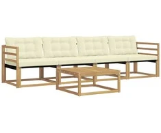 Lauko sofos komplektas 5 pcs Balta ir kreminė 79 x 79 x 37 cm