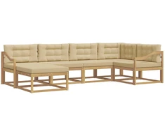 Lauko sofos komplektas 5 pcs Balta ir kreminė Poliesteris