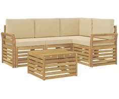 Lauko sofos komplektas 5 pcs Balta ir kreminė 59 x 59 x 37 cm