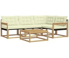 Lauko sofos komplektas 5 pcs Balta ir kreminė 79 x 79 x 37 cm