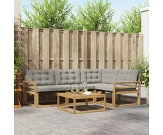Lauko sofos komplektas 5 pcs Balta ir šviesiai pilka