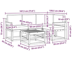 Lauko sofos komplektas 5 vnt. 4 vietos Balta ir šviesiai pilka