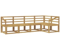 Lauko sofos komplektas 5 pcs Balta Kietos akacijos mediena