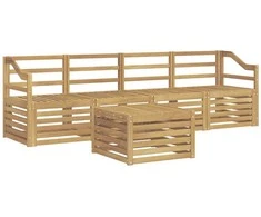 Lauko sofos komplektas 5 pcs Balta Kietos akacijos mediena