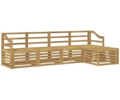 Lauko sofos komplektas 5 pcs Balta Kietos akacijos mediena