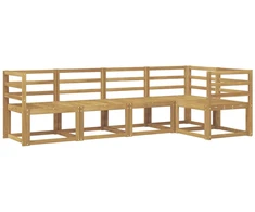 Lauko sofos komplektas 5 pcs Balta Kietos akacijos mediena
