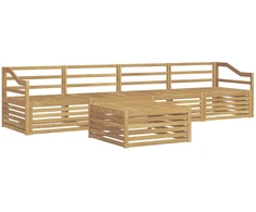 Lauko sofos komplektas 5 pcs Balta Kietos akacijos mediena