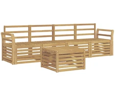 Lauko sofos komplektas 5 pcs Balta Kietos akacijos mediena