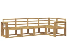 Lauko sofos komplektas 5 pcs Balta Kietos akacijos mediena