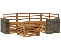 Lauko sofos komplektas 5 pcs Natūrali 59 x 59 x 37 cm