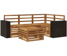 Lauko sofos komplektas 5 pcs Natūrali 59 x 59 x 37 cm