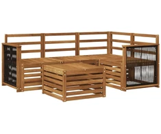 Lauko sofos komplektas 5 pcs Natūrali 59 x 59 x 37 cm
