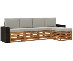 Lauko sofos komplektas 5 pcs Natūrali ir šviesiai pilka