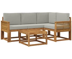 Lauko sofos komplektas 5 pcs Natūrali ir šviesiai pilka