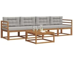 Lauko sofos komplektas 5 pcs Natūrali ir šviesiai pilka
