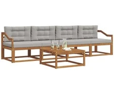 Lauko sofos komplektas 5 pcs Natūrali ir šviesiai pilka