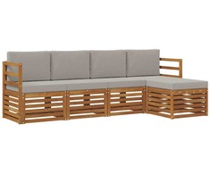 Lauko sofos komplektas 5 pcs Natūrali ir šviesiai pilka