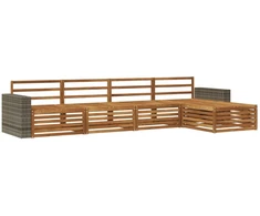 Lauko sofos komplektas 5 pcs Natūrali Kietos akacijos mediena