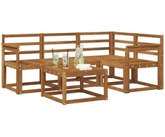 Lauko sofos komplektas 5 pcs Natūrali Kietos akacijos mediena