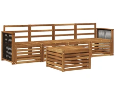 Lauko sofos komplektas 5 pcs Natūrali Kietos akacijos mediena