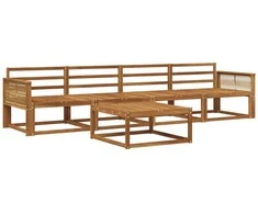 Lauko sofos komplektas 5 pcs Natūrali Kietos akacijos mediena