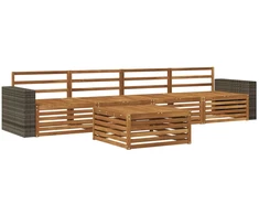 Lauko sofos komplektas 5 pcs Natūrali Kietos akacijos mediena