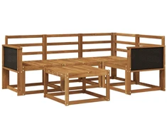 Lauko sofos komplektas 5 pcs Natūrali Kietos akacijos mediena