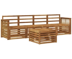Lauko sofos komplektas 5 pcs Natūrali Kietos akacijos mediena