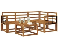 Lauko sofos komplektas 5 pcs Natūrali Kietos akacijos mediena
