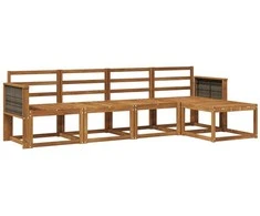 Lauko sofos komplektas 5 pcs Natūrali Kietos akacijos mediena
