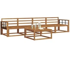 Lauko sofos komplektas 5 pcs Natūrali Kietos akacijos mediena