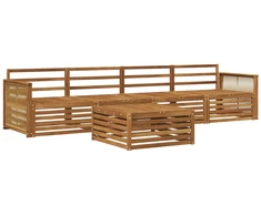 Lauko sofos komplektas 5 pcs Natūrali Kietos akacijos mediena