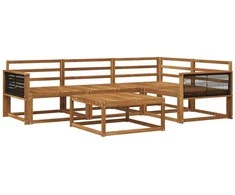 Lauko sofos komplektas 5 pcs Natūrali Kietos akacijos mediena